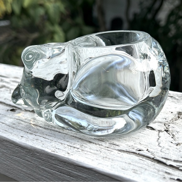 Vintage Indiana Glass Sleeping Cat Votive Holder - Picture 1 of 4